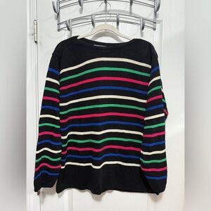 Vintage 90s Norton‎ Studio Sweater colorful 3D knit striped women’s L USA preppy